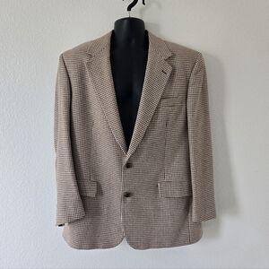 Vtg Brooks Brothers Mens Houndstooth Tweed Wool Blazer Sz 43R Sport Coat Jacket